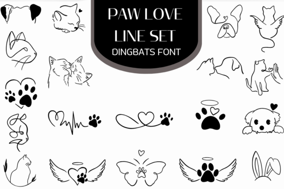 Paw Love Line Set: The Dingbats Font for Modern Pet Branding