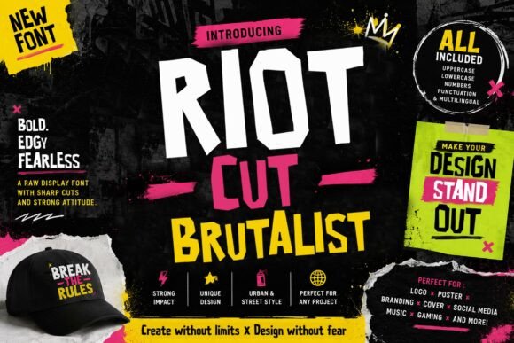Riot Cut Brutalist: The Unapologetic Typeface for Bold Brands